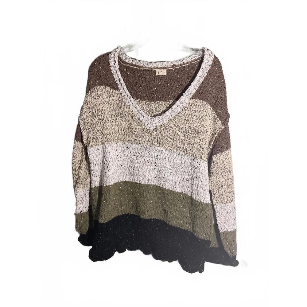 Pol Cozy Multicolor Textured Knit Sweater Medium/Large